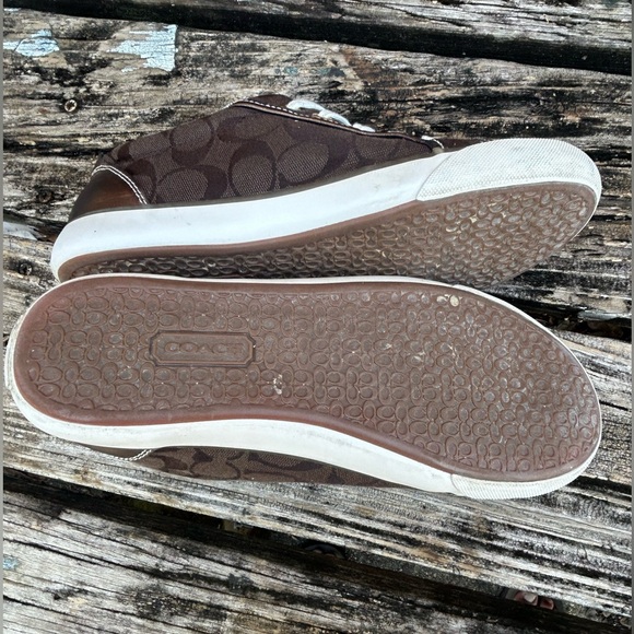Coach Barrett Logo Brown/White Canvas Casual Fashion Sneakers Size 8.5 - Picture 4 of 13